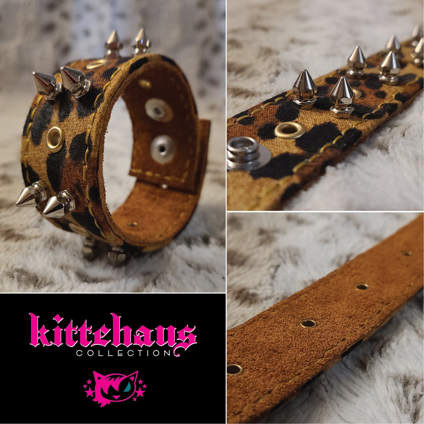 Premiere Black & Brown Leather Leopard Bracelet