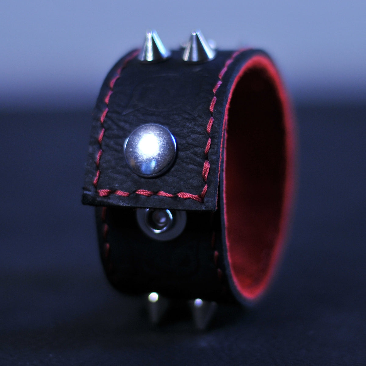 Bleeding Hearts Spiked Leather Bracelet