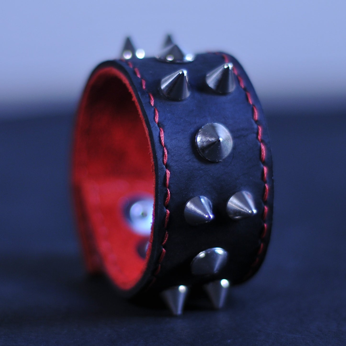 Bleeding Hearts Spiked Leather Bracelet