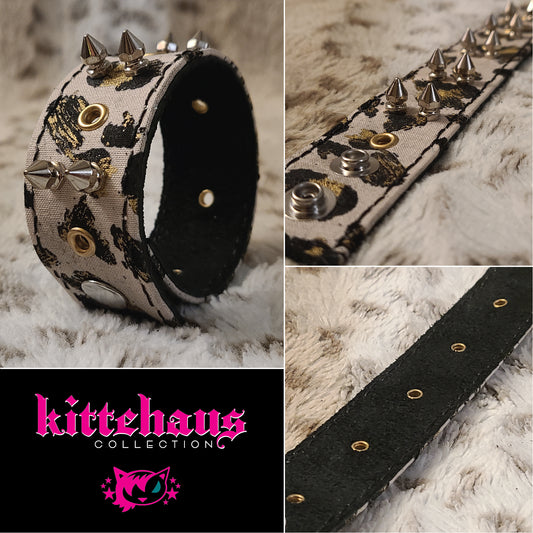 Premiere Black & Gold Leather Leopard Bracelet