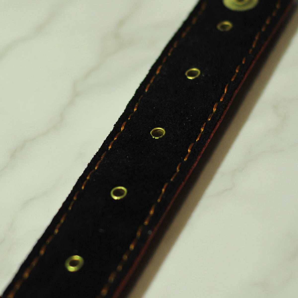 Burnt Orange Leather Bracelet with Brass Cones